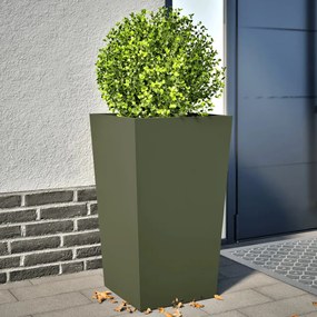 vidaXL Vaso/floreira de jardim 2 pcs 45x45x75 cm aço verde azeitona