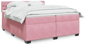 Cama com molas/colchão 200x200 cm veludo rosa