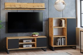 Móvel TV Focus 135 cm - cor carvalho artesanal/preto