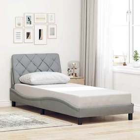 vidaXL Estrutura de cama sem colchão 90x200 cm tecido cinzento-claro