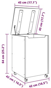 Cesto de roupa com rodas RANA 45x45x64 cm pinho maciço