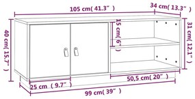 Móvel de TV 105x34x40 cm madeira de pinho maciça branco