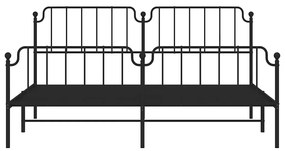 Estrutura de cama com cabeceira e pés 193x203 cm metal preto