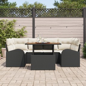 Conjunto de Sofás de Jardim vidaXL com Almofadas Preto Rattan de Polie