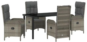 Conjunto de jantar para o jardim com 5 peças em rattan poligrey