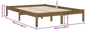 Estrutura de cama 200x200 cm pinho maciço castanho mel