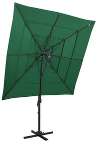 vidaXL Guarda-sol de jardim com poste de alumínio 250x250 cm verde