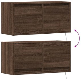 Móvel de parede p/ TV c/ luzes LED 80x31x35cm carvalho castanho