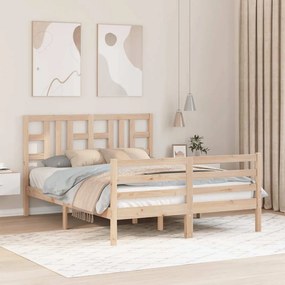 Estrutura de cama com cabeceira 140x200cm madeira maciça branco