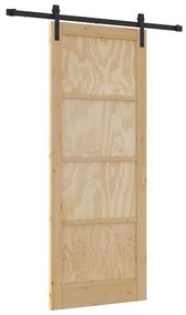 Porta Deslizante com Conjunto de Ferragens 83x211 cm Madeira de Pinho