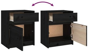 Mesas de cabeceira 2 pcs 40x31x50 cm pinho maciço preto