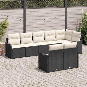 Conjunto de Sofá de Jardim vidaXL de 8 Peças com Almofadas Preto Ratta
