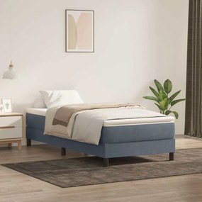 Cama com molas/colchão cinza-escuro 80x220 cm veludo