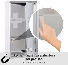 HOMCOM Armário de Medicamentos Armário de Primeiros Socorros de Aço In