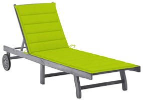 vidaXL Espreguiçadeira de jardim c/ almofadão acácia maciça cinzento