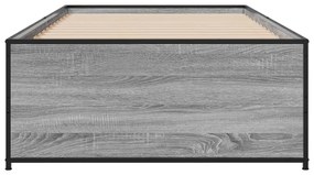 Estrutura cama 100x200 cm derivados madeira/metal cinza sonoma