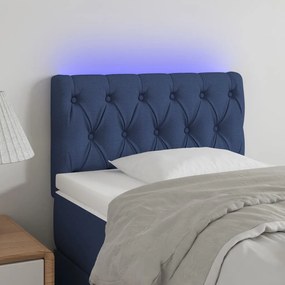 Cabeceira de cama c/ luzes LED tecido 80x7x78/88 cm azul