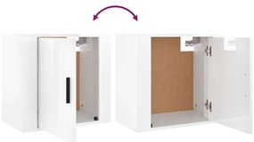 Mesa de cabeceira de parede 50x30x47 cm branco brilhante