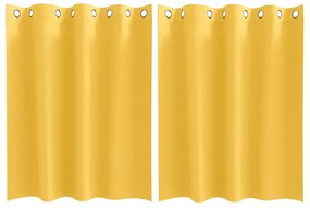 Cortinas 2 pcs amarelo mostarda 140 x 140 cm Poliéster