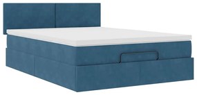 Estrutura de cama otomana com colchão 140x190cm azul escuro