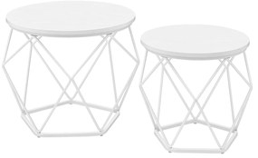 Conjunto de mesas de apoio redondas com tampo removível, estilo moderno | VASAGLE | 48,2 x 48,2 x 39,2 cm | LET040W46.