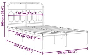 Estrutura de cama com cabeceira 120x200 cm metal branco