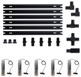 Sistema de iluminação de trilho moderno com 5 pendentes pretos monofásicos - Iconic Lloyd
