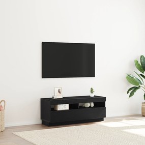 Estante de TV vidaXL com Luzes LED em Carvalho Preto 100x35x40 cm de Madeira de Engenharia