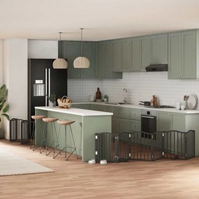 vidaXL Portão p/ cães com porta dobrável 12 painéis 600 cm álamo preto