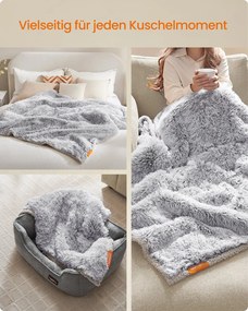 Manta para cães utilizável dos dois lados 229 x 203 cm, em tecido Sherpa cinzenta