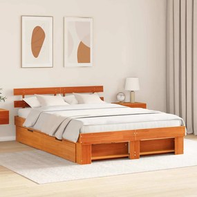 vidaXL Estrutura da Cama com gaveta Castanho-mel 160 x 200 cm Madeira