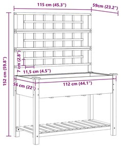 Plantador de Jardim vidaXL com Treliça e Estante 115x59x152 cm de Made
