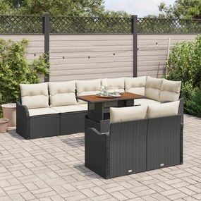 Conjunto de Sofá de Jardim vidaXL de 9 Peças com Almofadas Preto Vime