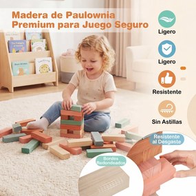 Jogo de Torre de Blocos de Madeira, 15 x 15 x 53 cm, 54 Peças, Multicolor