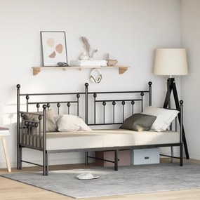 vidaXL Estrutura de Daybed com Cama Auxiliar Preta 80x200 cm em Aço