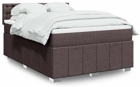vidaXL Cama com molas/colchão 140x190 cm tecido castanho-escuro