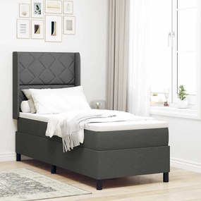 Cama Box Spring vidaXL com Colchão e LED Cinza Escuro 90x190 cm Tecido
