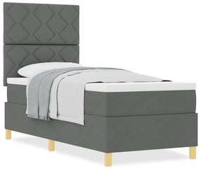 Cama Box Spring com Colchão Cinza Escuro 80x200 cm Tecido
