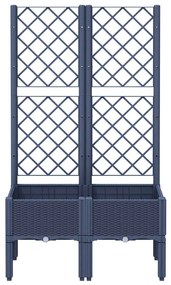 Vaso/floreira de jardim c/ treliça 80x40x142 cm PP cinzento azul