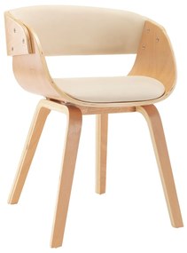 Cadeira de jantar madeira curvada e couro artificial cor creme