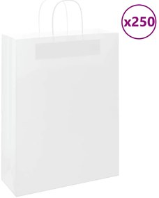 vidaXL Sacos de papel 250 unid com alças branco 32x12x42 cm