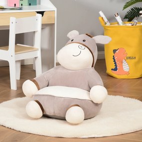 Mini sofá infantil para crianças acima de 18 meses em forma de burro com assento acolchoado 60x55x60cm cinza