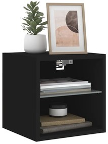 Móvel de parede para TV com luzes LED 30x28,5x30 cm preto