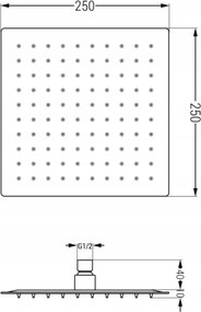 Mexen Cube DR02 conjunto de duche embutido com chuveiro de 25 cm, preto - 77502DR0225-70