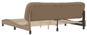 Estrutura cama cabeceira 200x200 cm couro artificial cappuccino