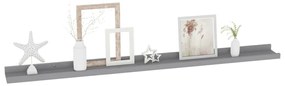 Prateleiras de parede 2 pcs 100x9x3 cm cinzento