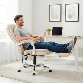 Cadeira de escritório Rubia com função de massagem em couro sintético creme