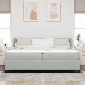 vidaXL Cama Box com colchão Cinzento-claro 200 x 200 cm Veludo