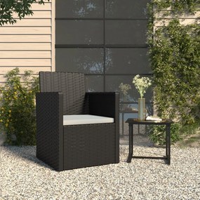 vidaXL Poltrona de jardim com almofadão vime PE preto