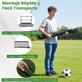 Baliza de futebol infantil 100 x 50 x 47 cm portátil com estrutura metálica dobrável, estacas para fixação no solo, montagem simples, para maiores de